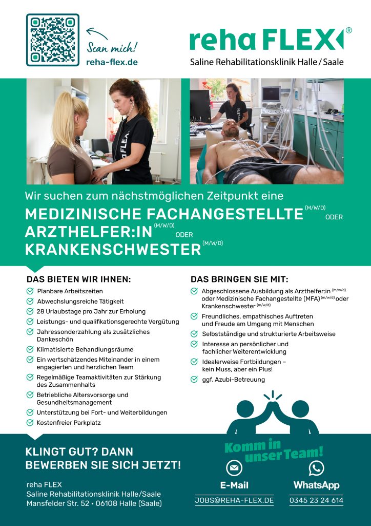 Stellenanzeige MFA der reha FLEX Saline Rehabilitationsklinik